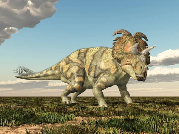 風景の中に恐竜アルベルタケラトプス — ストック写真