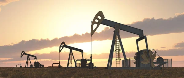 Oil Pumps Sunset — Stock Photo, Image