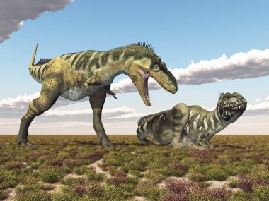 Bir manzarada dinozor Bistahieversor