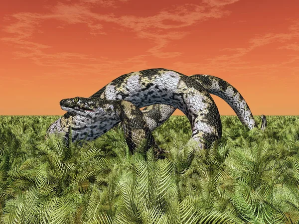 Serpente Gigante Preistorico Titanoboa Paesaggio — Foto Stock