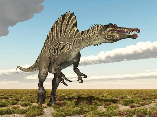 풍경에서 공룡인 스피노사 우루스 — 스톡 사진
