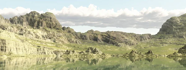 Dağ Gölü Ile Panoramik Manzara — Stok fotoğraf