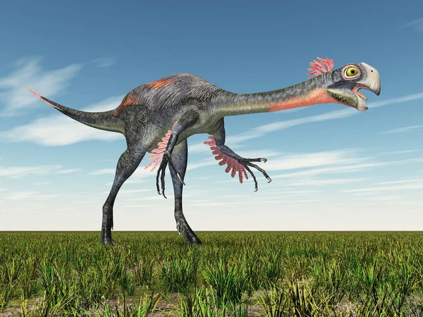 Dinosaurier Gigantoraptor Einer Landschaft — Stockfoto
