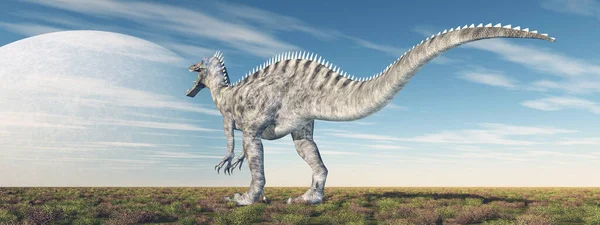 Dinossauro Suchomimus Uma Paisagem Planeta Céu — Fotografia de Stock