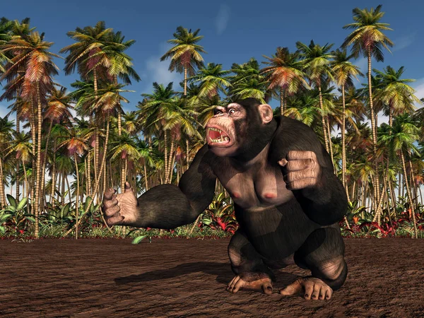 黑猩猩在丛林中 — 图库照片