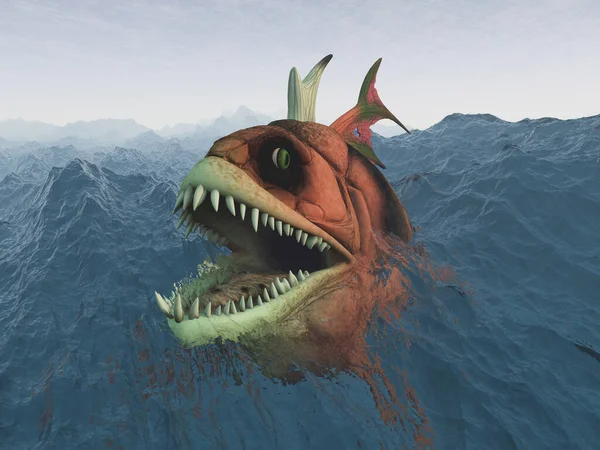 嵐の海での怪物魚 — ストック写真