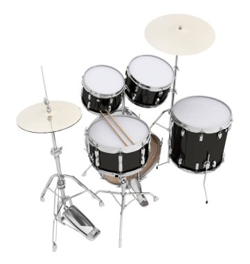 Drumset beyaz arkaplanda izole edildi
