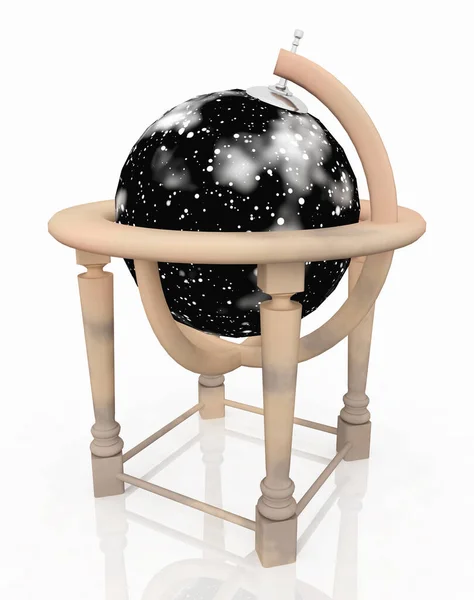 Globe Staan Met Sterrenhemel Een Wereldbol — Stockfoto