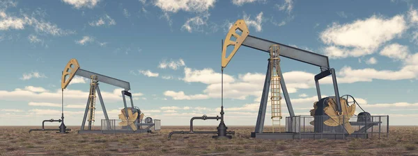 Oliepompen Een Landschap — Stockfoto