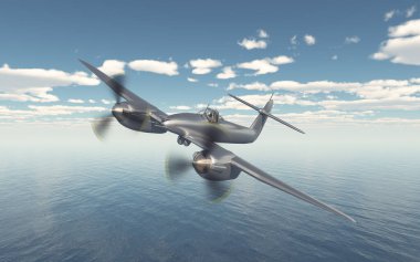 2. Dünya Savaşı 'nın İngiliz savaş uçağı denizin üzerinde