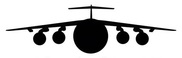 Sylwetka Widokiem Przodu Samolotu Transportowego — Zdjęcie stockowe