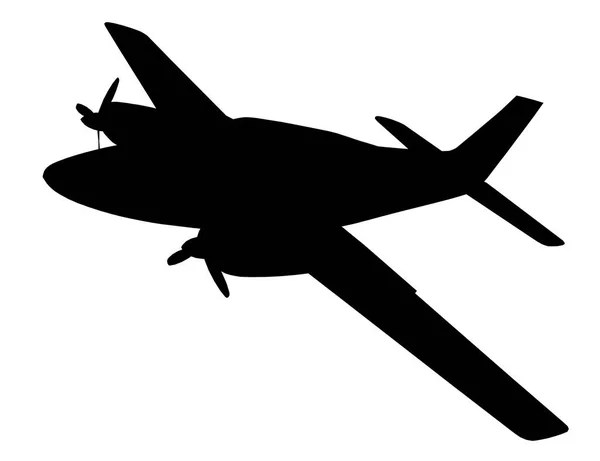 Silueta Dvoumotorovým Komerčním Letadlem — Stock fotografie