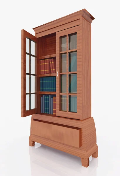 Bookcase White Background — Stock Photo, Image