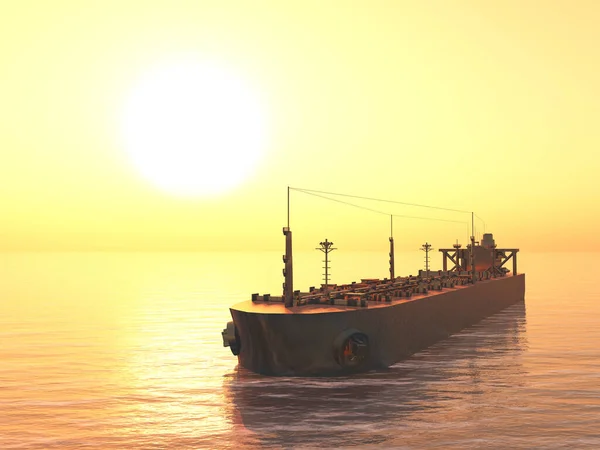Nákladní Loď Při Západu Slunce — Stock fotografie