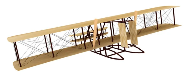 Historiska Motorflygplan Från 1903 Isolerad Vit Bakgrund — Stockfoto