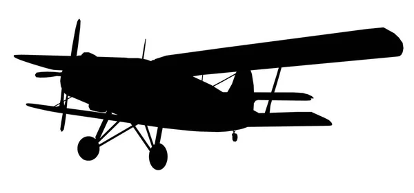 Sylwetka Samolotem Dwupłatowym — Zdjęcie stockowe