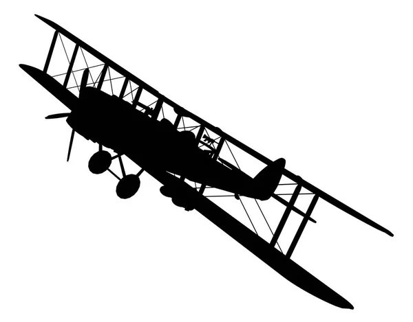 Sylwetka Samolotem Dwupłatowym 1915 Roku — Zdjęcie stockowe