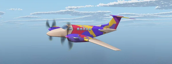 海の上のツインエンジン民間航空機 — ストック写真