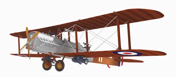 Samolot Dwupłatowy 1915 Roku Izolowany Białym Tle — Zdjęcie stockowe