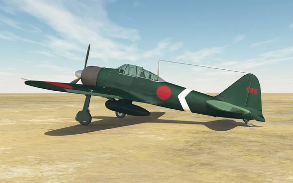 二战的日本战斗机在机场上 — 图库照片