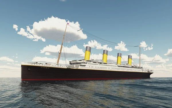 Історичний Пасажирський Корабель Титанік Відкритому Морі — стокове фото