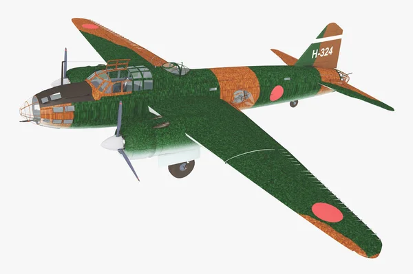 Японский Средний Бомбардировщик Второй Мировой Войны Изолирован Белом Фоне — стоковое фото