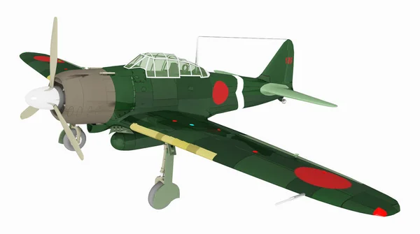 Japanisches Kampfflugzeug Aus Dem Zweiten Weltkrieg Isoliert Auf Weißem Hintergrund — Stockfoto
