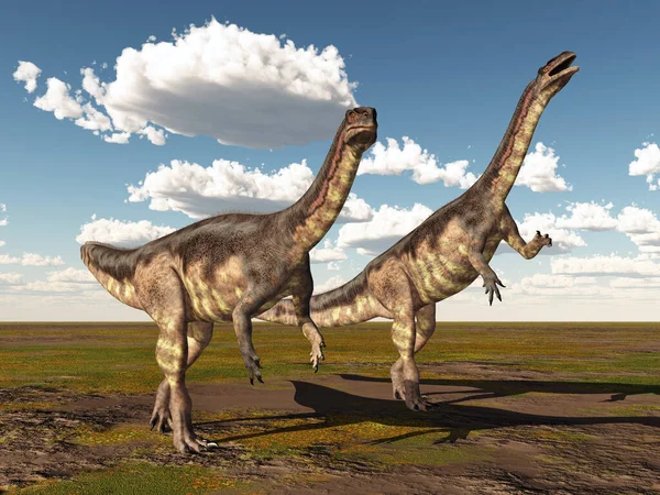 風景の中に恐竜のプラテオサウルス — ストック写真