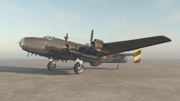 Schwerer Britischer Bomber Aus Dem Zweiten Weltkrieg Auf Einem Flugplatz — Stockfoto