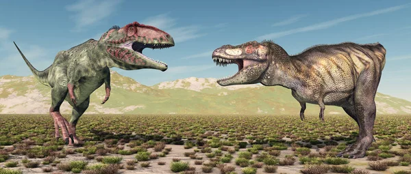 Los Dinosaurios Giganotosaurus Tyrannosaurus Rex —  Fotos de Stock