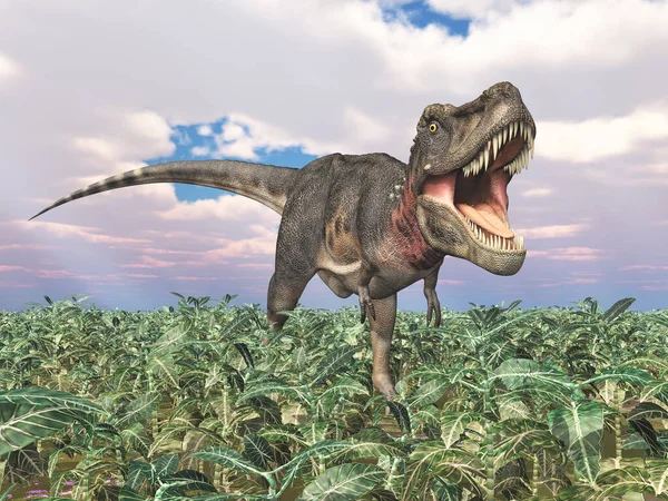 Динозавр Тарбозавр Ландшафті — стокове фото