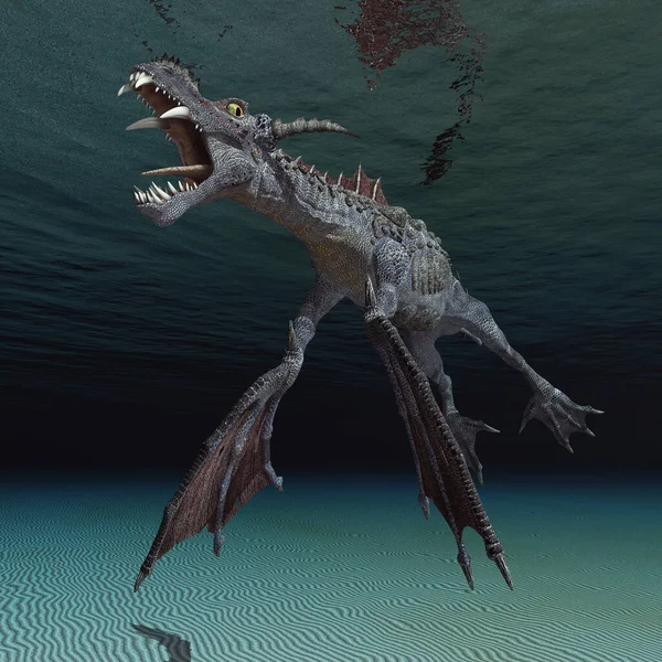 Water Dragon Underwater Landscape — Stock Photo, Image