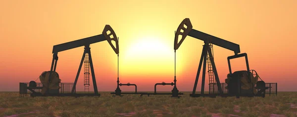 Нефтяные Насосы Закате — стоковое фото
