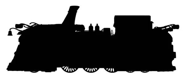 Silhueta Com Uma Locomotiva Steampunk — Fotografia de Stock