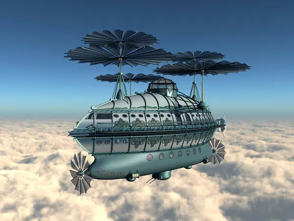Aeronave Fantasia Sobre Nuvens Imagem De Stock