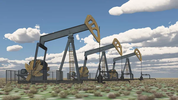 Oliepompen Een Landschap — Stockfoto