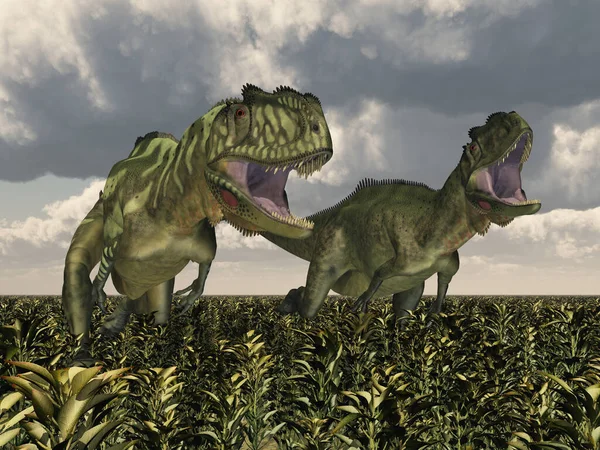 Dinosaur Yangchuanosaurus Landscape — Stock Photo, Image