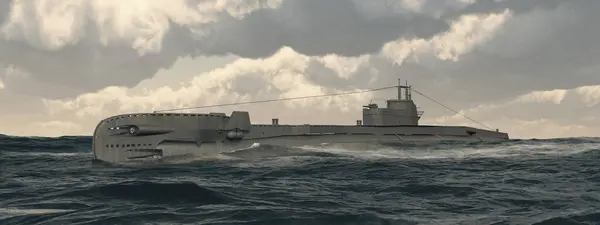 Britská Ponorka Druhé Světové Války Otevřeném Moři Stock Fotografie