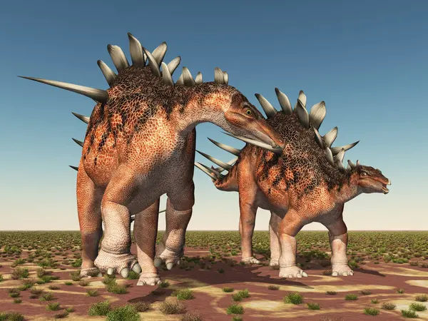 Dinosaurier Kentrosaurus Einer Landschaft lizenzfreie Stockbilder