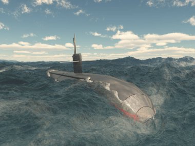 Fırtınalı denizde modern denizaltı
