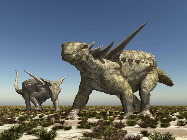 Sauropelta Der Dinosaurier Einer Landschaft Stockbild