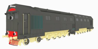 Beyaz arkaplanda ağır dizel lokomotif izole edildi