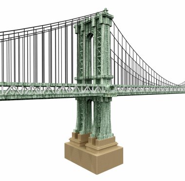 New York 'taki Manhattan Köprüsü beyaz arka planda izole edilmiş
