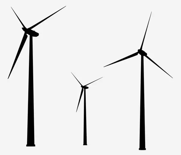 stock image Silhouette of wind turbines