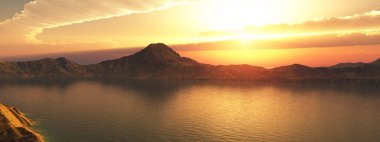 Gün batımında nehir manzarası