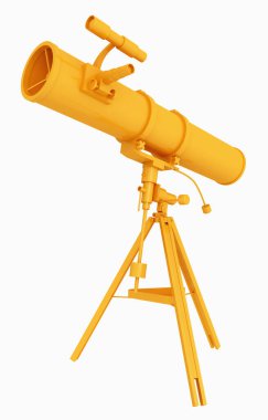 Astronomik teleskop beyaz arkaplanda izole edildi