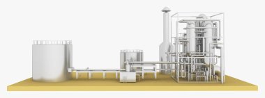 Beyaz arka plan üzerinde izole petrol rafinerisi