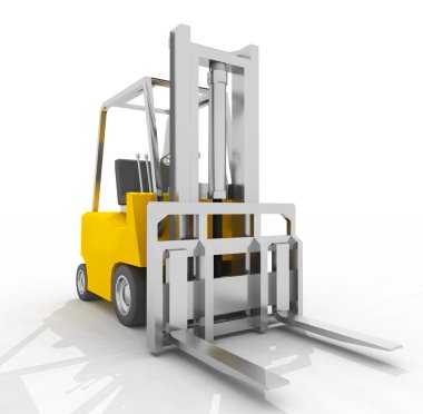 Beyaz arka planda forklift kamyonu