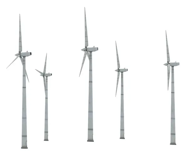 stock image Wind turbines isolated on white background