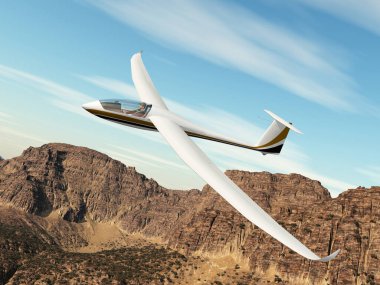 Bir dağ manzarasının üzerinde planör